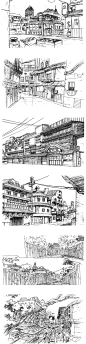 386动漫漫画背景动漫场景街道学校商场公园室内建筑线稿素材参考-淘宝网