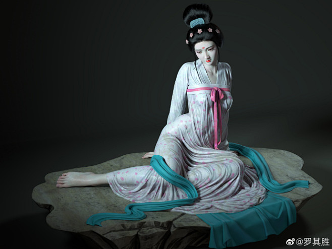 新做的雕像作品名字未定表现杨贵妃在马嵬坡前的哀伤用心做了下脚丫子
