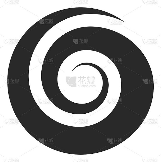 黑色圆形卷曲图标。复古的催眠状态