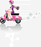 骑车的女孩免抠素材 女孩 摩托 粉色