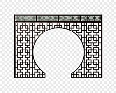 古代门 雕花门窗 复古门框 圆形门