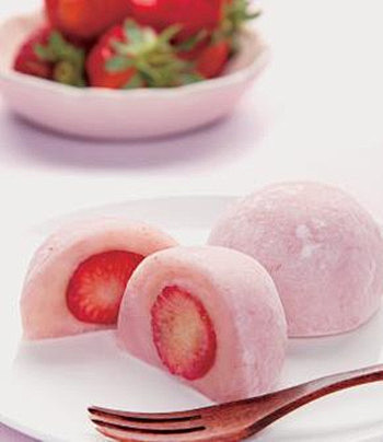 【DIY草莓糯米团】 糯米粉40g、生粉...