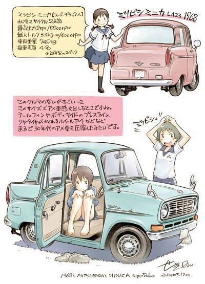 绘画 女孩与车