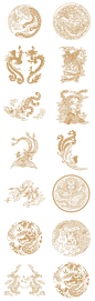 流行68款中国古代神话龙形象凤凰图案插画EPS矢量格式素材-淘宝网