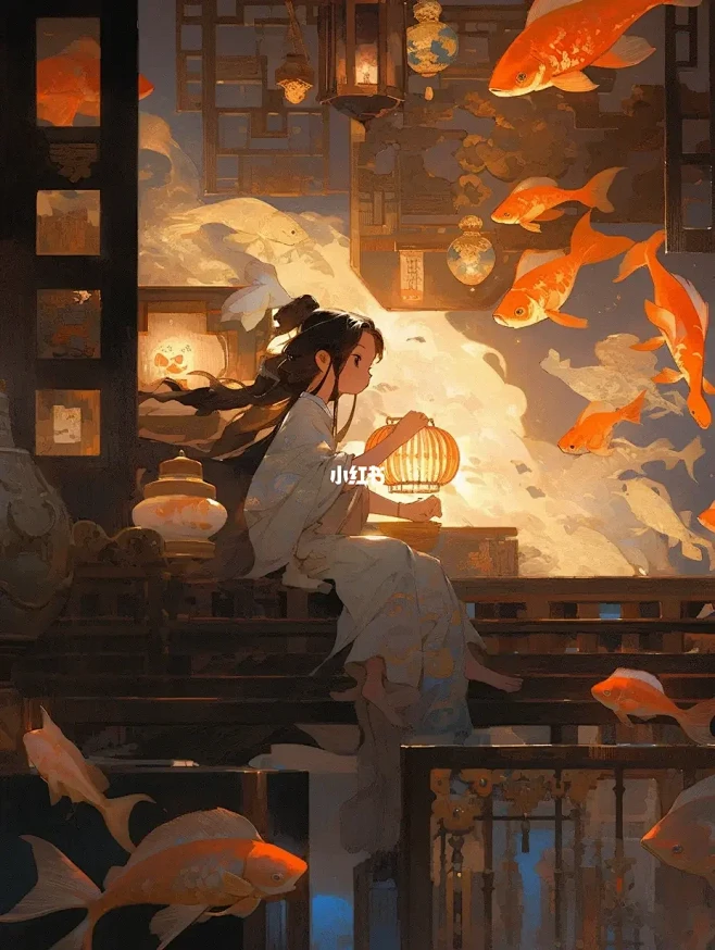 Ai古风插画 |今夜月稀掩朦胧