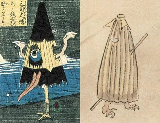 日本拦路妖怪吐舌头扮鬼脸，喜欢舔人的付丧神-唐伞小僧-花瓣网