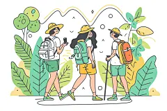 扁平风旅游手绘高清插画