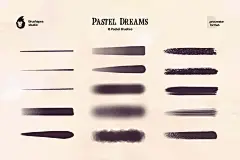 新标志视觉概念插画柔和颗粒线条水粉绘画笔刷画笔设计素材 Pastel Dreams Brushes - 格外视觉(uigui.cn)-国外高品质设计素材共享网