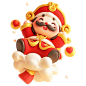 花瓣素材_正月初五迎财神3D角色形象3D元素_193401899