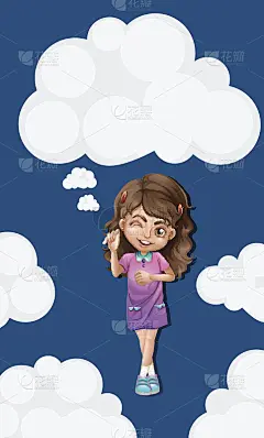 蓝天上的可爱女孩