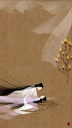 【手绘/插画/漫画】呼葱觅蒜无脸古风图集：花千骨（白子画&amp;花千骨）