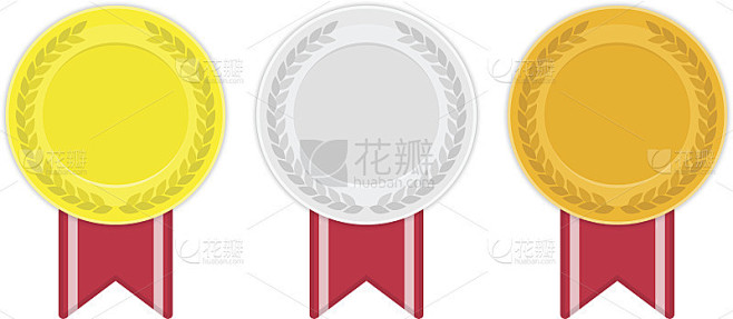 金牌，银牌和铜牌图标。