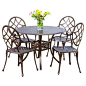 The perfect addition to your patio or three-season porch decor, this charming dining set features a bistro-inspired design and an antique copper finish.