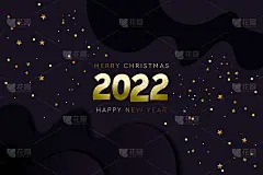 快乐新的2022年和圣诞快乐，星座旗帜，矢量插图