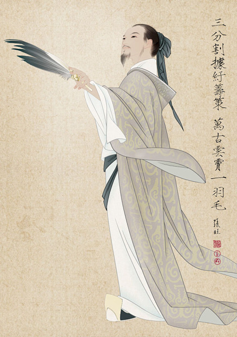 绿波凉月从猴猴视野转采于2018-07-12 17:16:35诸葛亮插画绿波凉月该