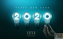 s2544新年艺术字体创意2020数字科技背景鼠年立体字PS设计海报图-淘宝网