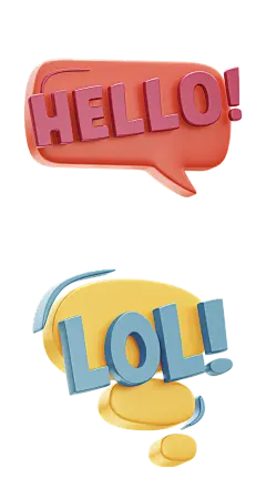 潮流hello动漫卡通3D立体英文贴纸插图海报设计素材_PNG免抠：