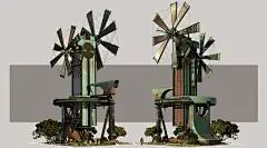 Windmills - 2d/3d Design course (Blender 4.2 and Photoshop)