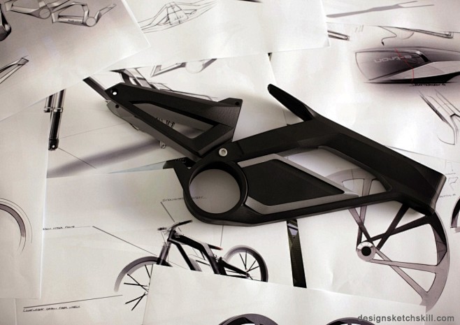 中国设计手绘技能网: 奥迪电动自行车设计...