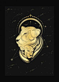 Mother Lion gold foil print on black paper by Cocorrina & Co design studio