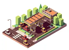 2.5d立体AI游戏城市街景商店模型交通生活建筑矢量UI设计素材K105-淘宝网