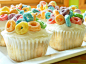 Froot Loops Cupcakes (by Whimsical Cookery)