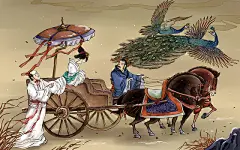 孔雀东南飞古代爱情故事插画