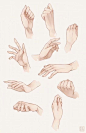#绘画参考# 手的各种动态手绘资料 ​​​​