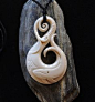 Bone Whale carved on Fish hook by JackieTump on Etsy, $172.00