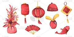 水彩画与传统的中国装饰。