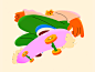 Ollie  branding character color colors design illustration texture