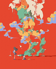 花逝逝采集到扁平化插画丰富色彩