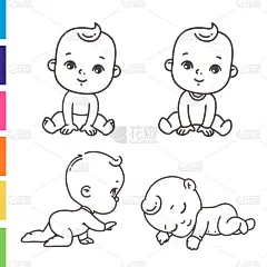 可爱的小男孩图标集。