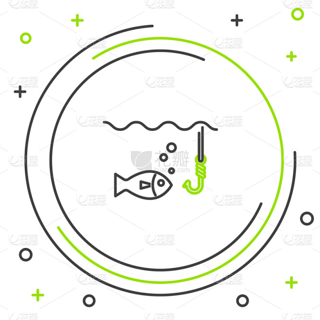 black-and-green-line-fishing-hook-under-water-with