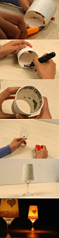 【创意生活】paper cup candle shade tutorial。@予心木子