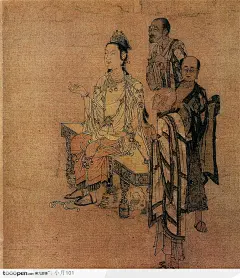 中国国画之人物-僧人与王后