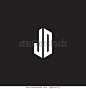 JD Logo monogram with hexagon shape style design template isolated on black background