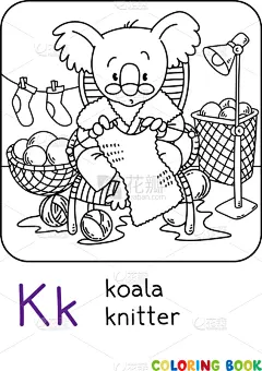树袋熊,字母,字母表次序,彩色书,英文字母K,儿童,职业,家庭,男孩,编织