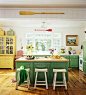 绿色厨房吧台装修效果图