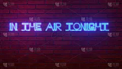 砖墙上的霓虹字“今夜在空中”。3 d渲染。