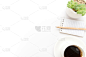 生活方式,肉质植物,黑咖啡,茶几,下午茶,办公室,留白,褐色,水平画幅,无人