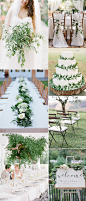 greenery and pure  white wedding color combos for fall