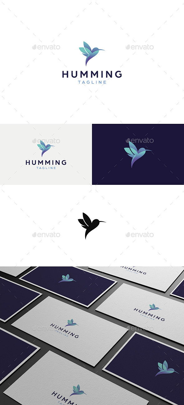 蜂鸟的标志——动物标志模板Humming...