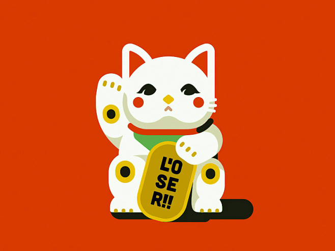 goodluckredcutejapanflat2dcharmluckloserjapanesecat