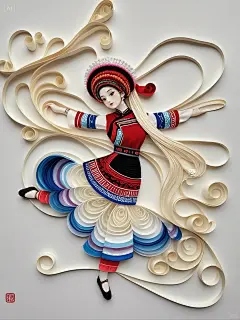 挑战用AI画56个民族传统服饰衍纸画 白族 - 小红书