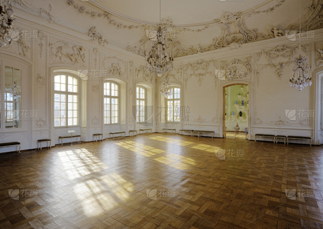 门厅,白色,宫殿,巴洛克风格,水平画幅,...