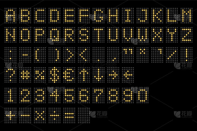 数字字母。电子数字和字母，数字显示，字母...