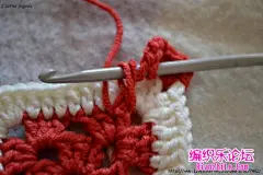 钩针方形图案“钻石”花