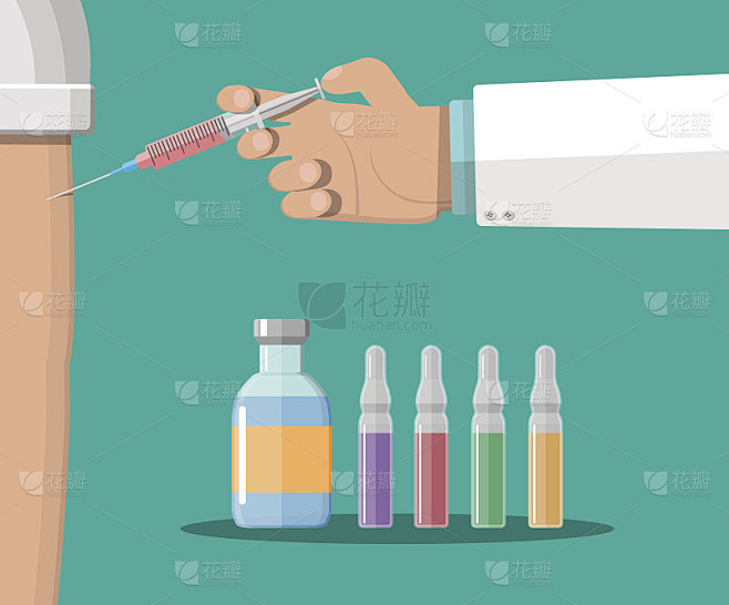 医生手持注射器，为病人接种疫苗。