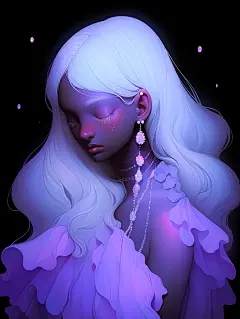 紫色黑皮肤少女 珍珠少女  紫色壁纸 